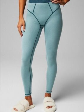 Fabletics Dusty Teal Ribbed High-Rise Leggings NWT